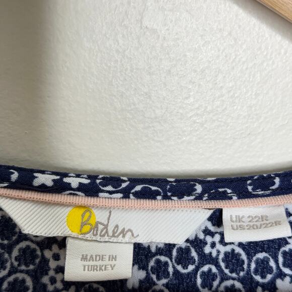 BODEN V-Neck Tea Dress French Navy Blue Floral Pebble {HH11} - Picture 4 of 5